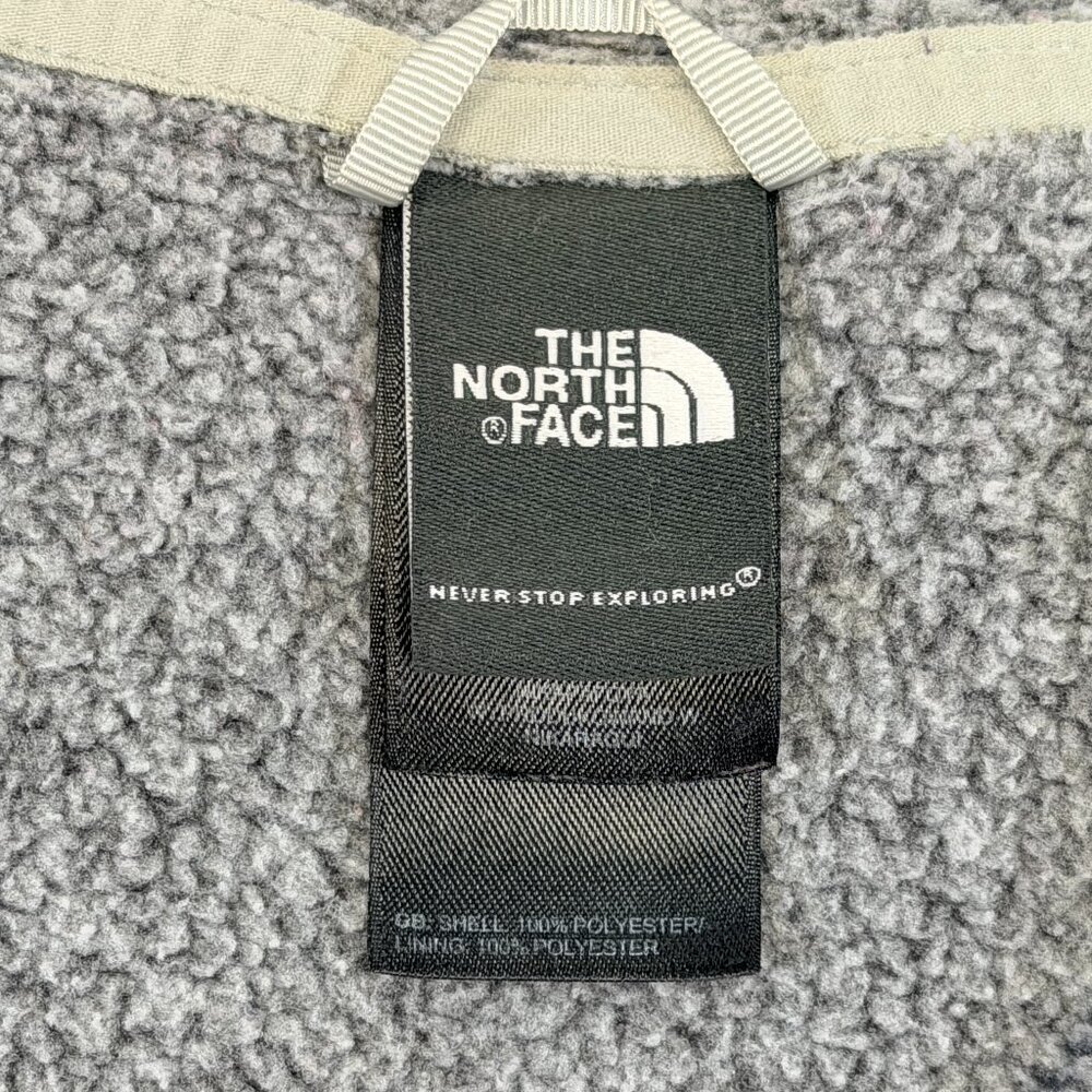 North Face XL Hooded Half Zip Pouch Pocket Fleece Interior Jacket Grey Marled - Picture 11 of 13